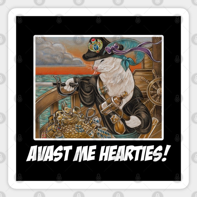 Ferret Pirate and Egyptian Treasure - Avast Me Hearties - White Outlined Version Magnet by Nat Ewert Art